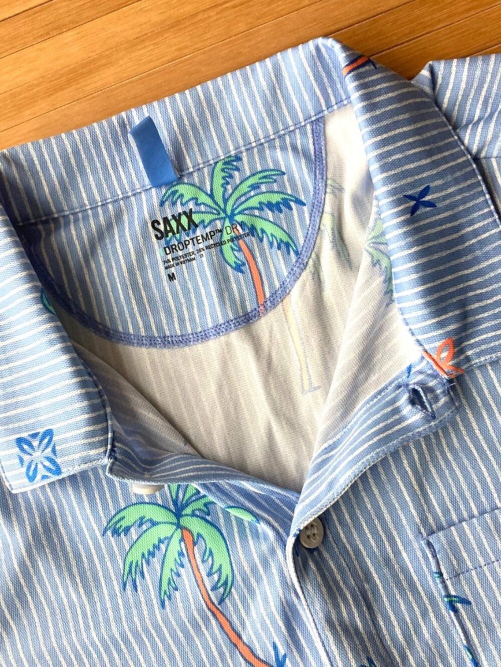 SAXX Performance Resort Shirt DropTemp Dry Mens Medium M Bel Air Blue NWT - Picture 7 of 12